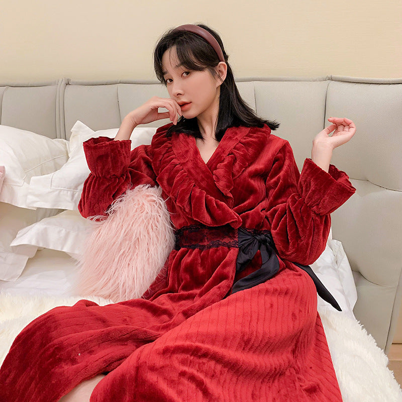 Warm Coral Fleece Robe