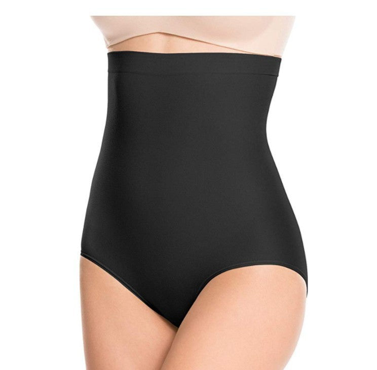 Black shapewear being worn on a white background