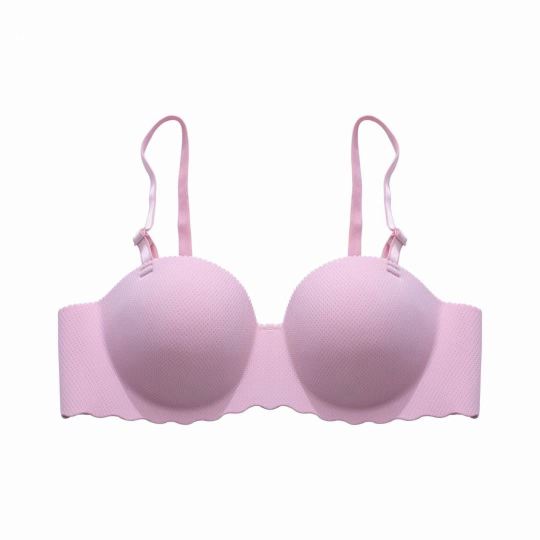 Pink bra on a white background