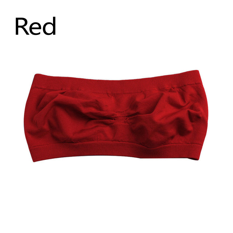 Red bandeau top on a white background