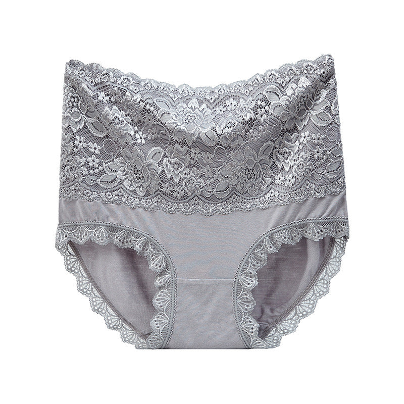 Gray lace underwear on a white background