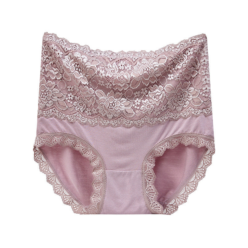 Pink lace underwear on a white background