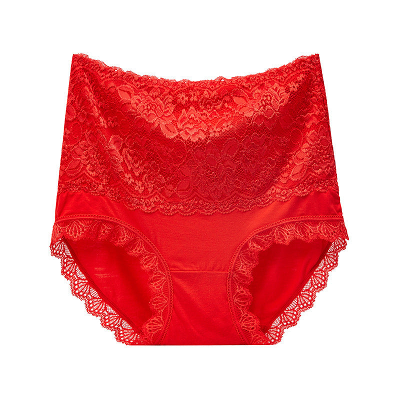 Red lace underwear on a white background