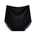 Black lace-trimmed underwear on a white background