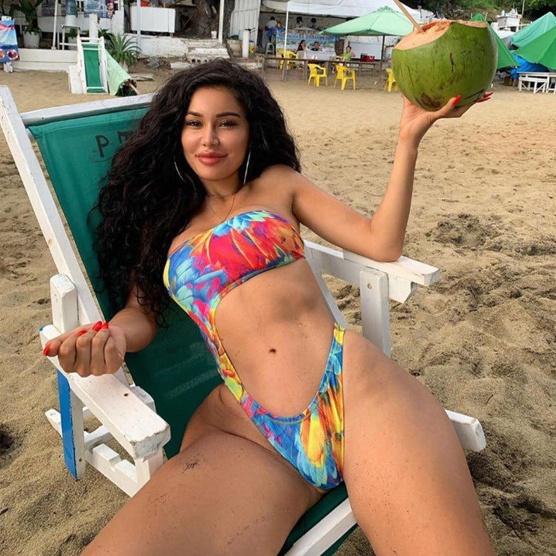 One-piece Swimsuit Printed Tube Top