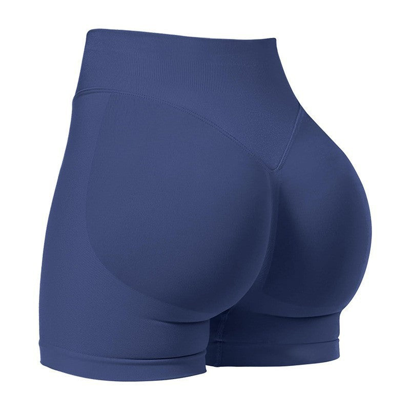 Navy blue athletic shorts on a white background