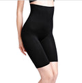 Black high-waisted shapewear shorts on a white background