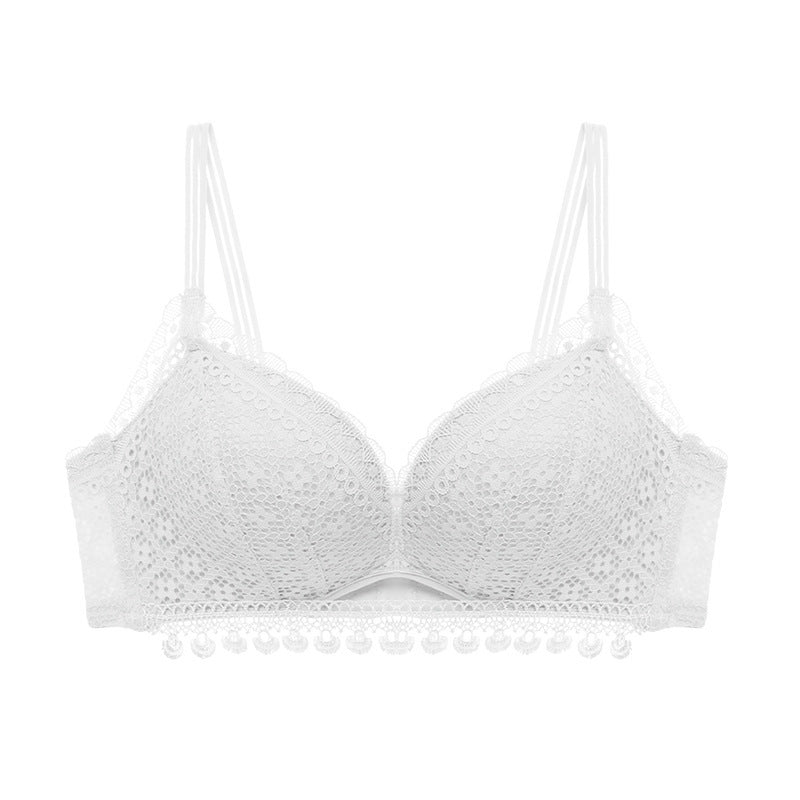 White lace bra on a white background
