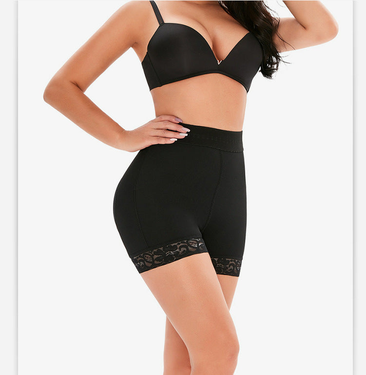 Black lingerie set with lace details on a white background