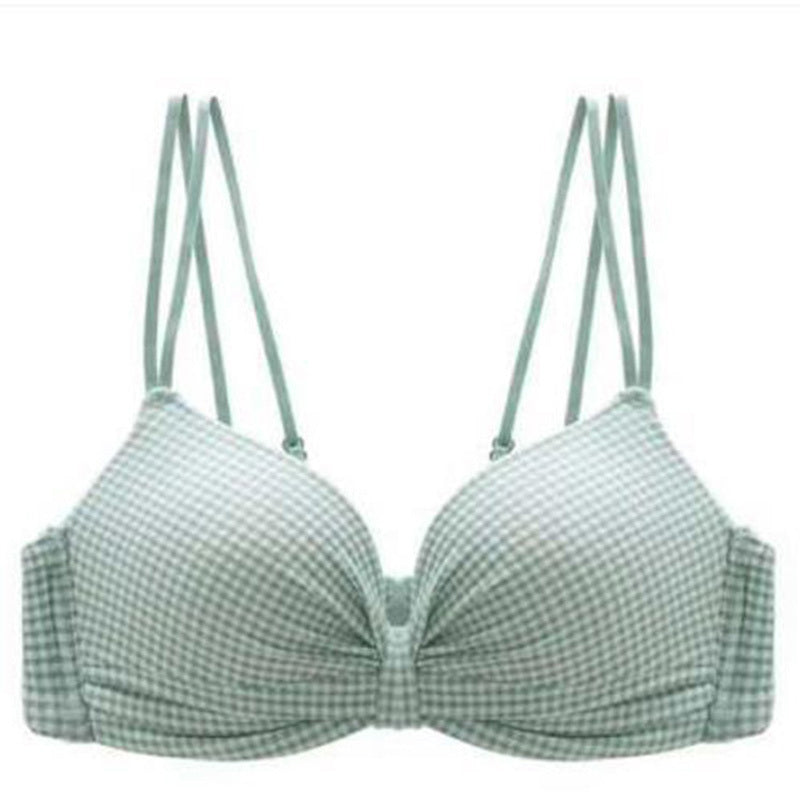 Green checkered bra on a white background