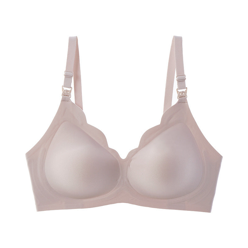 Beige bra on a white background