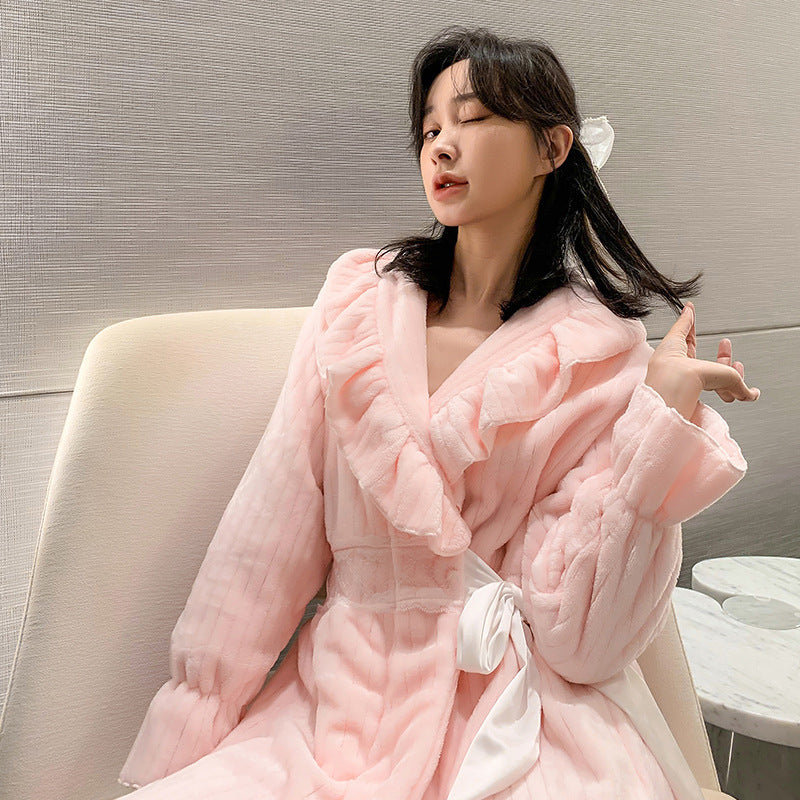 Warm Coral Fleece Robe