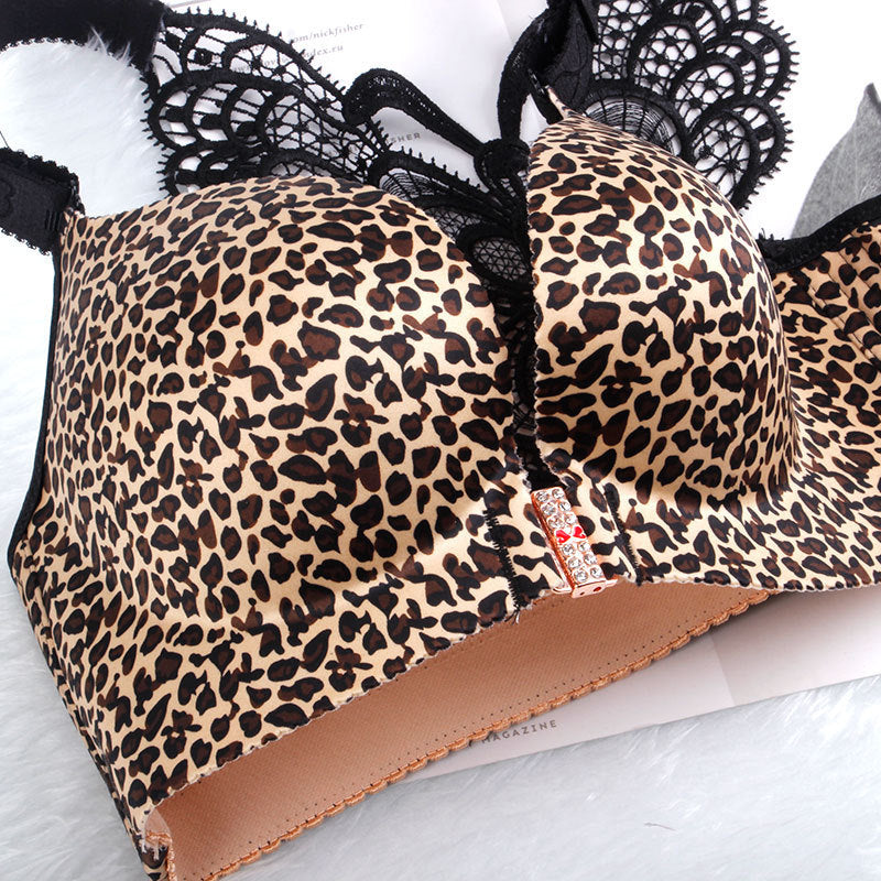Push Up Leopard Print Butterfly Beautiful Back Bra