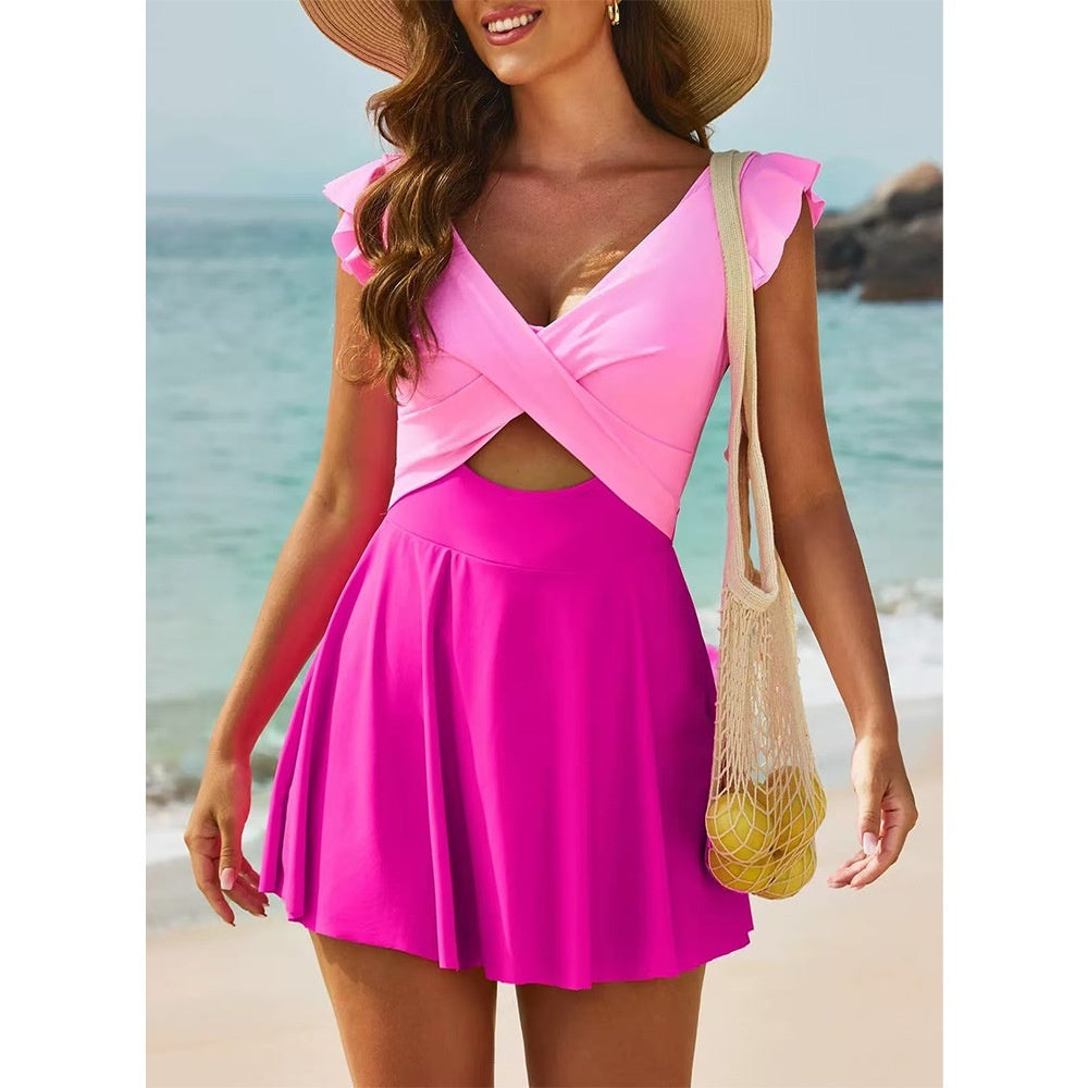 Casual Flounced One-piece Swimsuit