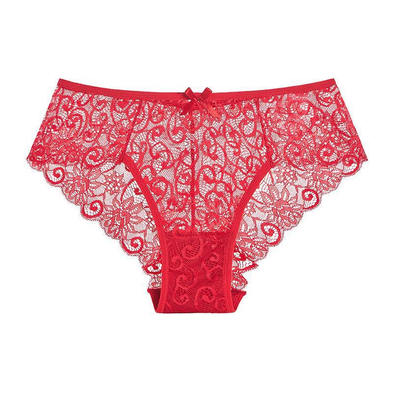 Red lace underwear on a white background