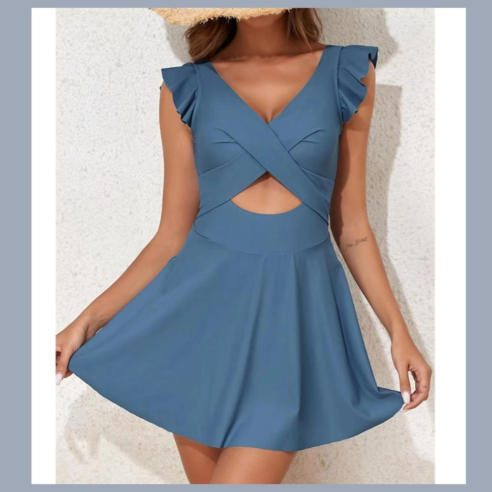 Casual Flounced One-piece Swimsuit