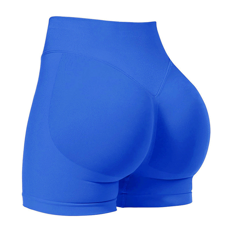 Blue athletic shorts on a white background