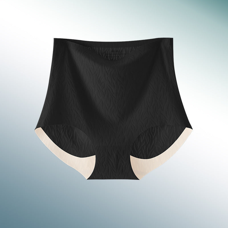 Black women's underwear with beige accents on a light gray background