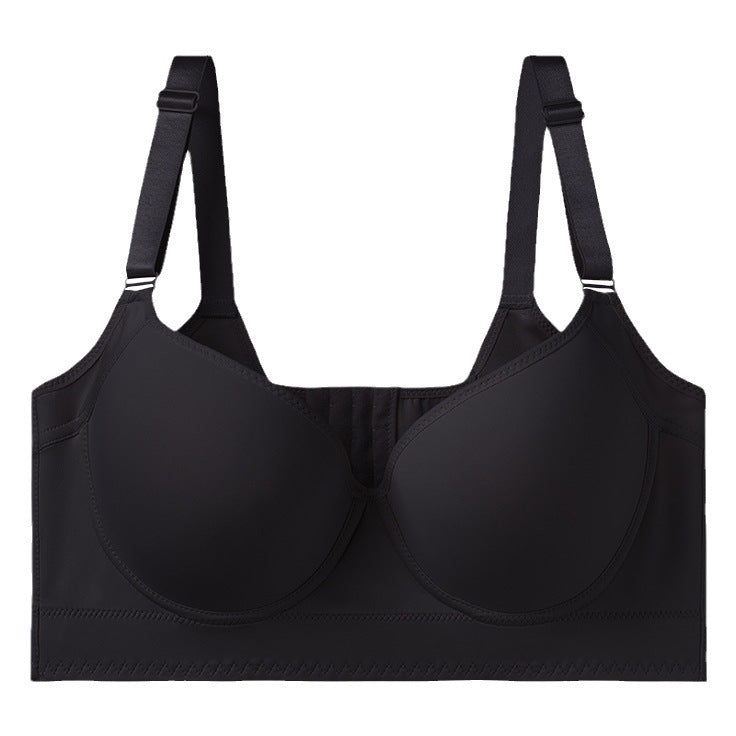 Black bra with straps on a white background