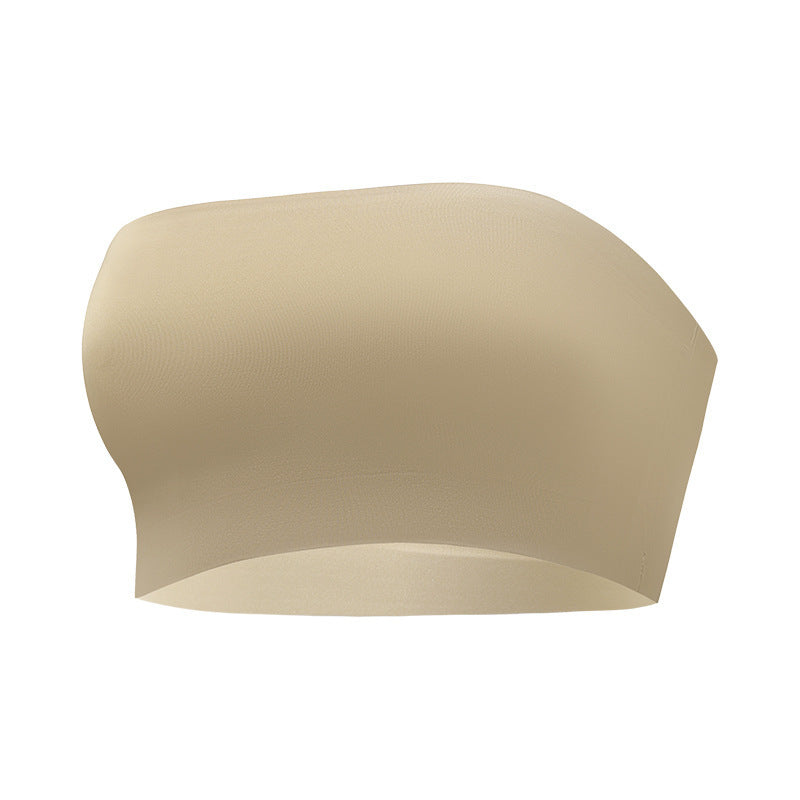 Beige strapless top on a white background