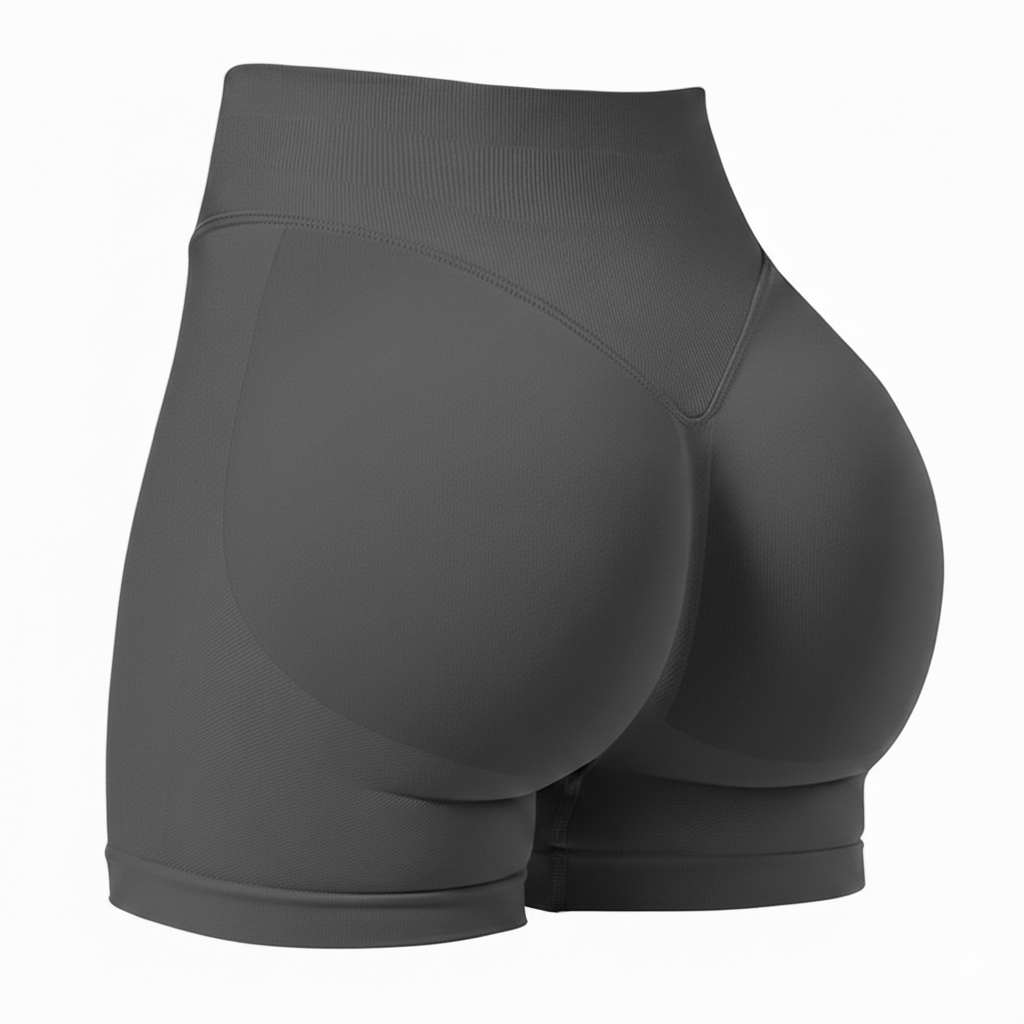 Black athletic shorts on a white background