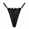 Black lace lingerie set on a white background