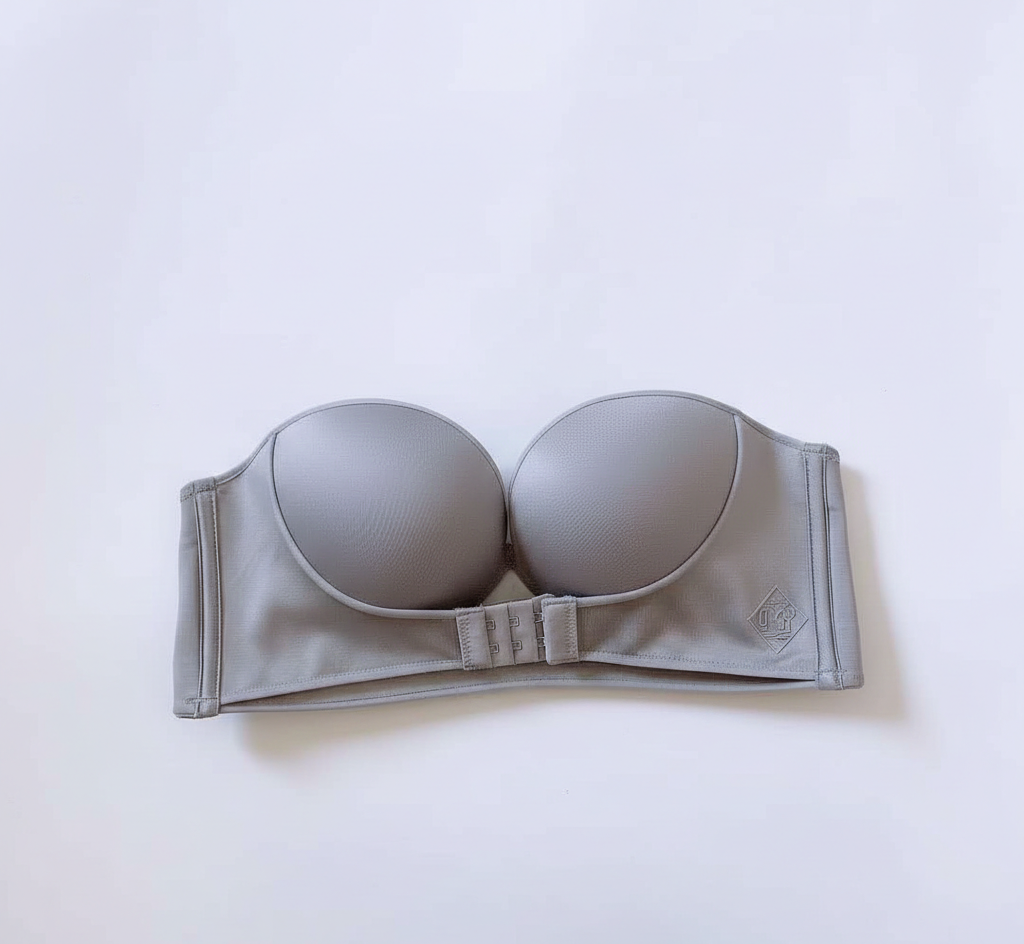 Gray bra on a light gray background