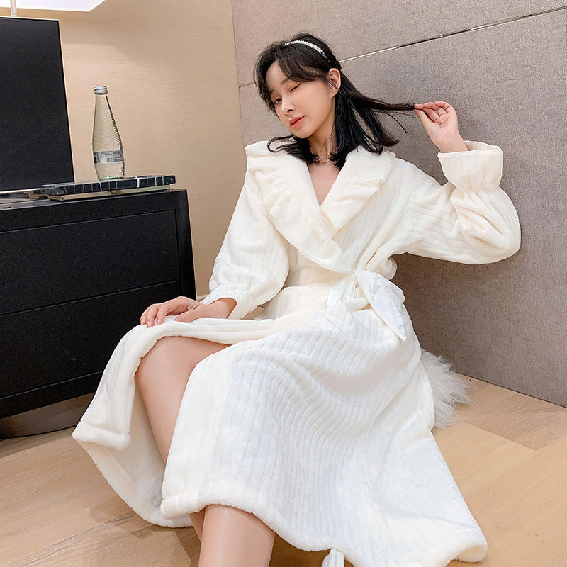 Warm Coral Fleece Robe