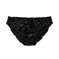 Black satin babydoll-style lingerie on a white background