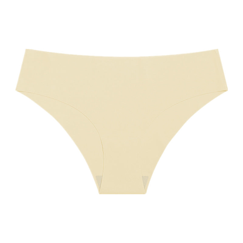 Beige high-waisted bikini bottom on a white background