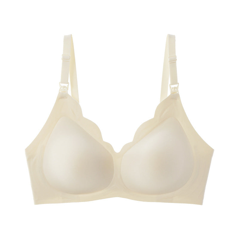 Beige bra on a white background
