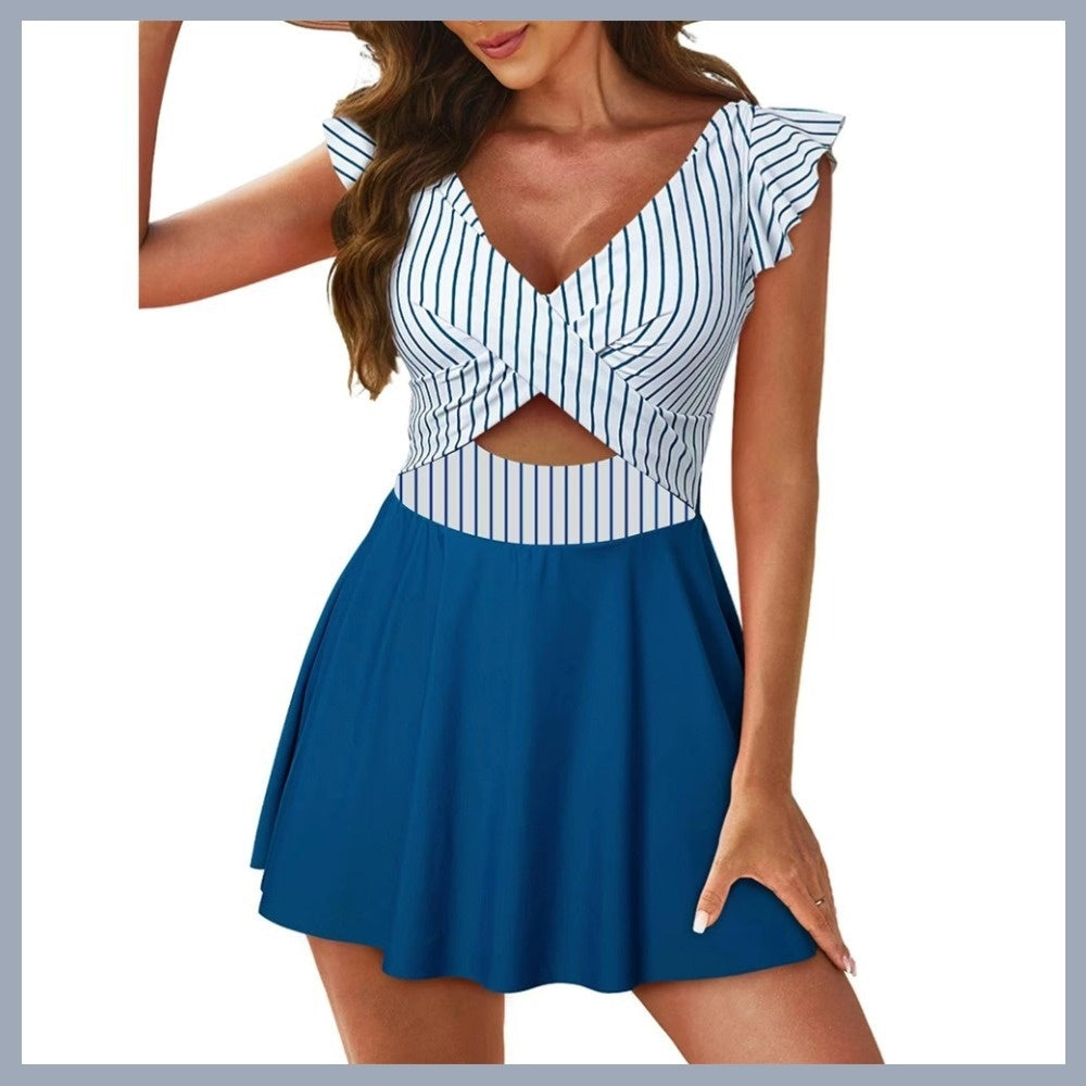 Casual Flounced One-piece Swimsuit