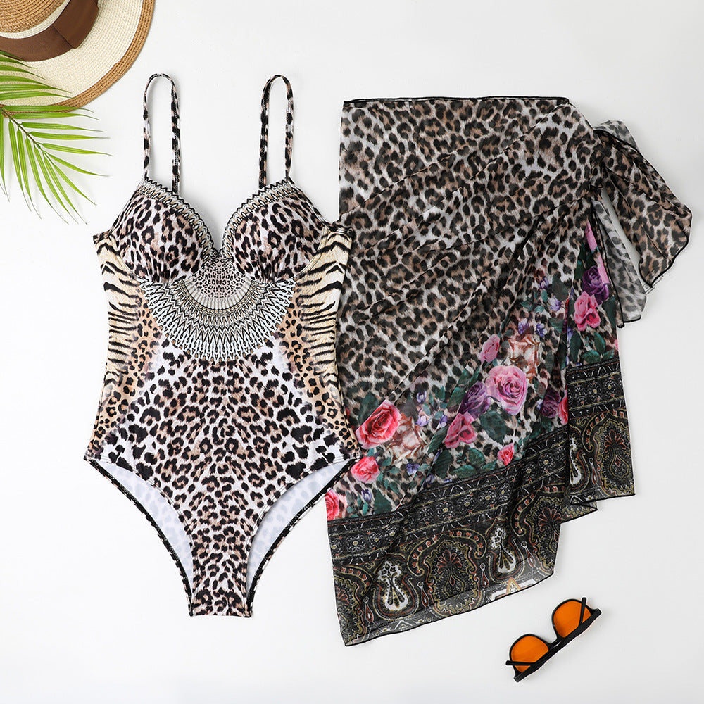 Leopard Print Casual Swimsuit
