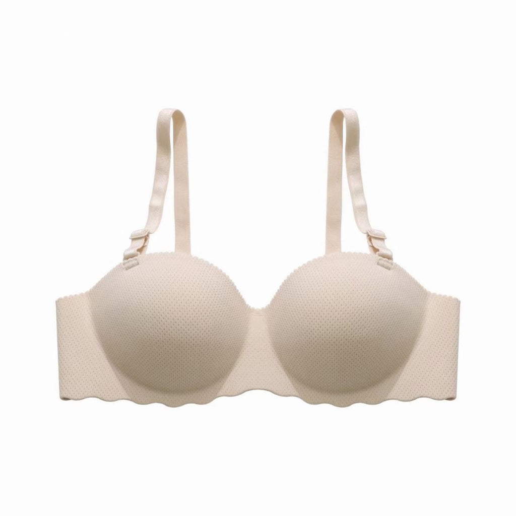 Beige bra on a white background
