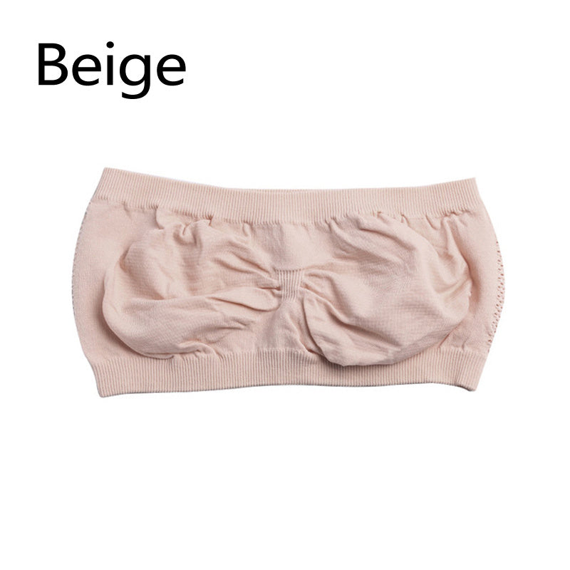 Beige strapless top on a white background with 'Beige' text above it.