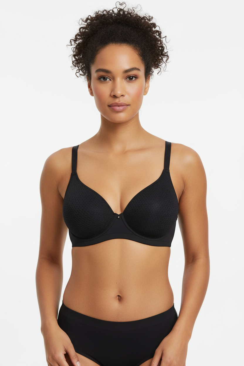 Model wearing Black Invisible Push Up Bra