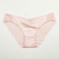 Pink underwear on a light gray background